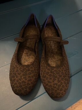 Rothy's Brown Leopard-Pattern Mary Jane Flats